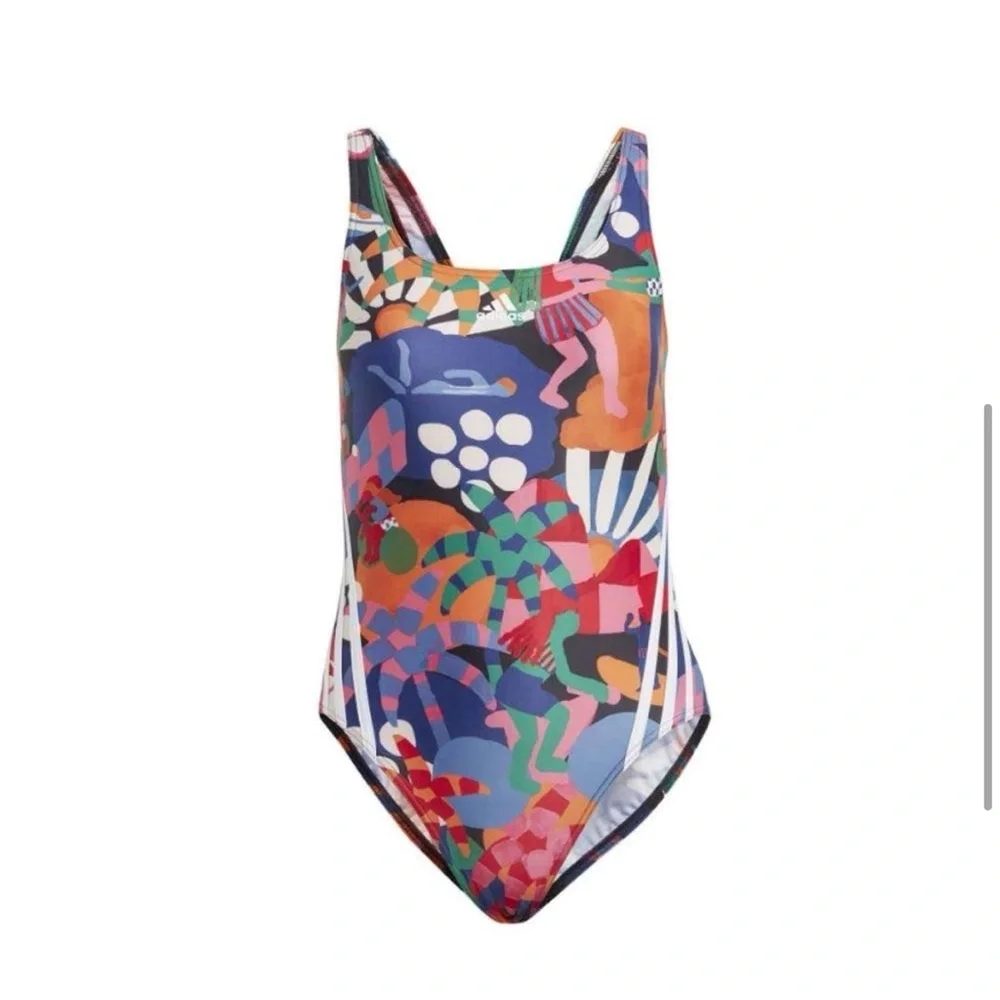 NWT FARM Rio x ADIDAS One Piece full swimsuit cloud white size 14 like a size 12 - Picture 4 of 5